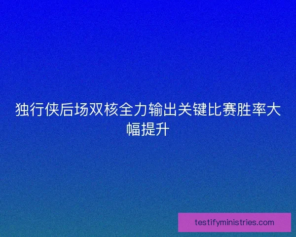 独行侠后场双核全力输出关键比赛胜率大幅提升
